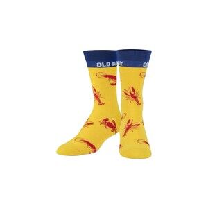 Old Bay Crew Socks Men’s 6-12 Crab Novelty Yellow Crazy Socks 1 Pair NWT